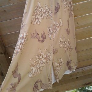 Maxi floral button down 100% silk skirt